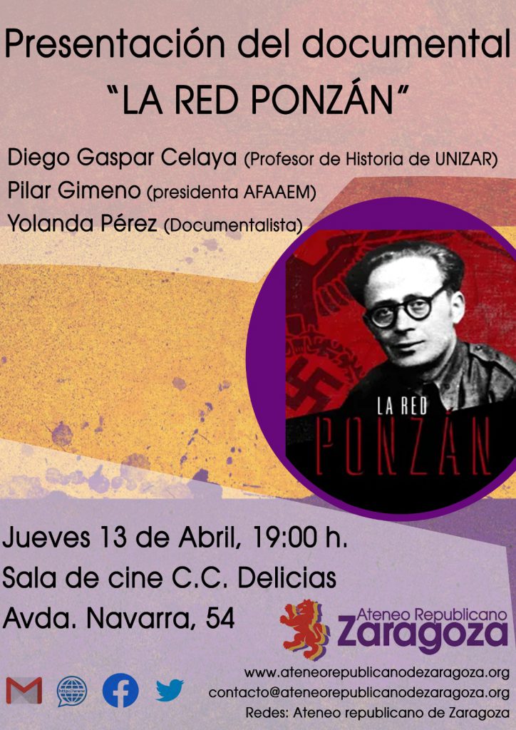 "Durante el verano de la liberación en Francia la Gestapo decidió que la vida de Francisco Ponzán Vidal había llegado a su fin. Brutalmente asesinado en un bosque al norte de Toulouse moría el hombre pero, ¿nacía el mito? Es indudable que no, porque todavía hoy sigue siendo un desconocido para una amplia mayoría."
Del Blog de Amadeo Barceló