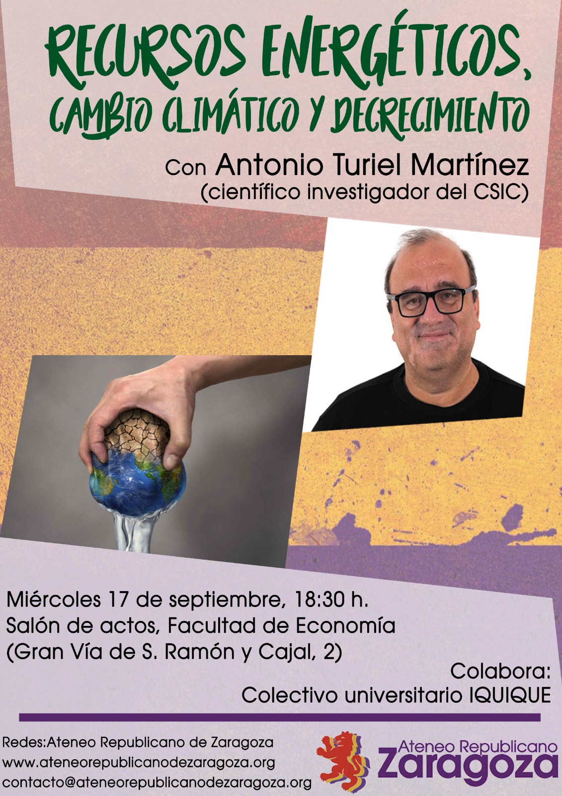 Recursos energéticos. Cambio Climático y Decrecimiento. Antonio Tausiet @ Salón de actos Facultad de Economía