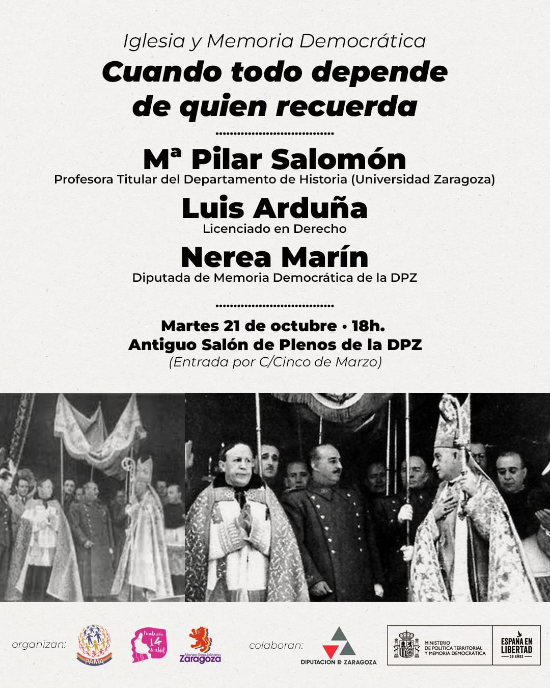 Iglesia y Memoria Democrática: Cuando todo depende de quien recuerda @ Diputación Provincial Zaragoza y Parque J. A. Labordeta