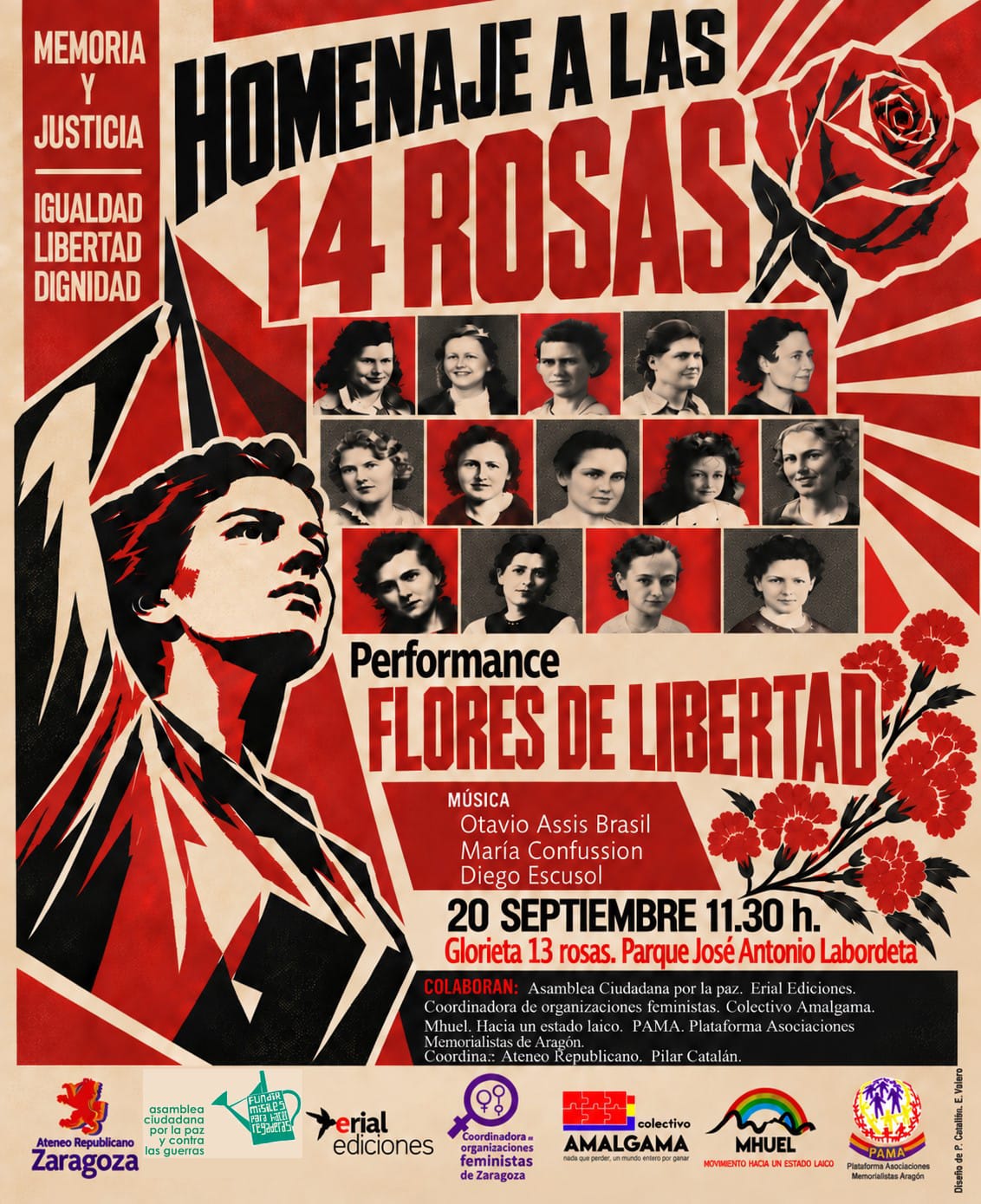 Homenaje a las 14 Rosas. Glorieta 13 Rosas. Parque J.A. Labordeta